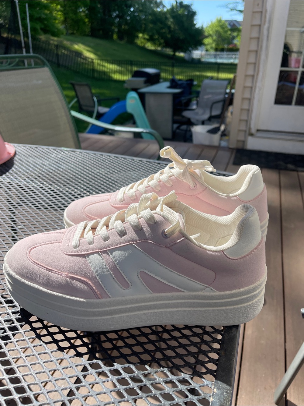 SHEIN Light Pink and White Platform Sneakers Sz 11
